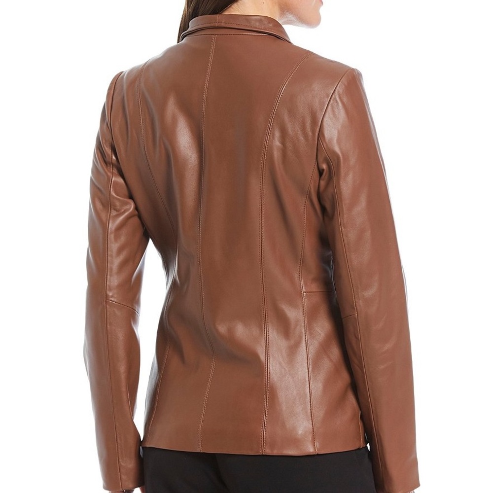 NWT Cole Haan Wing Collar Leather Jacket M - Picture 2 of 7